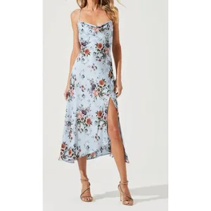ASTR Gaia Floral Midi Dress in Blue Rust Size Small NEW thumbnail 2