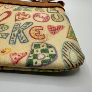 Dooney & Bourke Doodle It Y2K Multi Color Heart Zipper Pull Cream Tan thumbnail 7