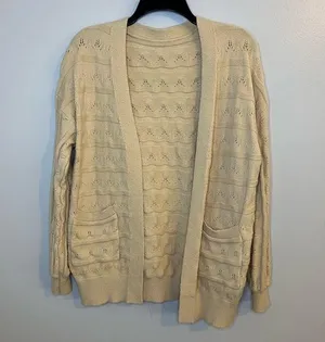 Women’s Khaki Chunky Knit Cardigan Sweater Size Medium thumbnail 1