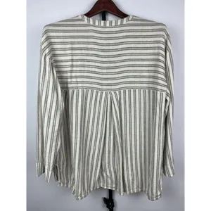 Madewell Lakeline Hester Stripe Linen Blend Popover Hi Low Blouse Size‎ S thumbnail 6
