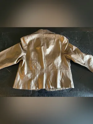 Bernardo Metallic Gold 100% Leather Zip-Front Jacket Size 2X thumbnail 4