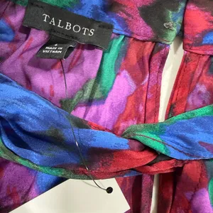 Talbots Vibrant Floral Blouse in Red and Purple thumbnail 4