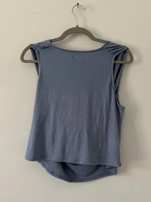 Free People Free-est Sleeveless Cowl Neck Blouse Viscose Blue Suede NWT M thumbnail 5