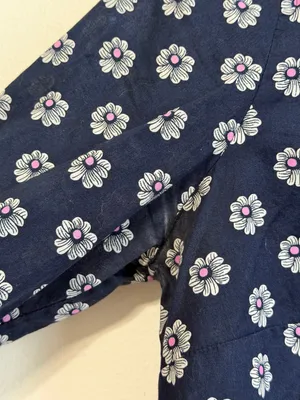 J. Crew Long Sleeve Perfect Button Down Shirt Floral Size 8 Navy Blue Top thumbnail 6