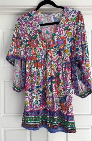 Trina Turk Jungle Beach Resort Swim Cover-Up Dress, size 4 thumbnail 1