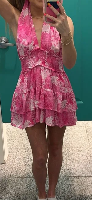 Pink Tie Smocked Dress thumbnail 5