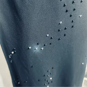 VTG Y2k Black Beaded Sheer Midi‎ Dress Flowy Whimsigoth Fairy Grunge 6P Dark Fem thumbnail 4