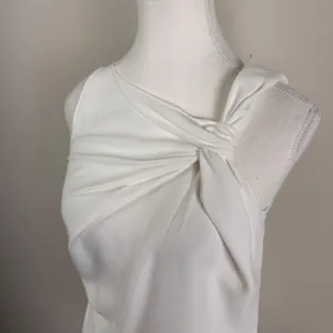 REISS Cream Knotted Shoulder Draped Sleeveless Blouse Top Size US 4 UK 8 EU 36 thumbnail 4