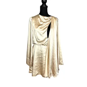 NBD Cream Satin Cocktail Mini Dress LARGE Party Cutout Revolve Designer $208 NEW thumbnail 4