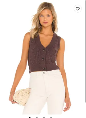 Free People Brown Cable Vest thumbnail 1
