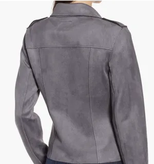 KUT from the Kloth Faux Suede Grey Moto Jacket thumbnail 9