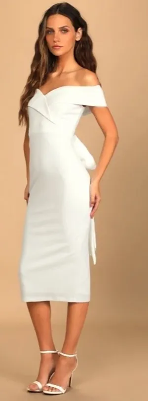 LULU's Bachelorette Engagement Bridal Shower Off the Shoulder Sexy Midi Dress thumbnail 1