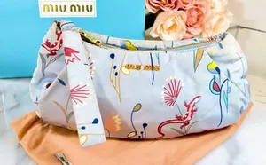 Miu Miu Baby Blue Silk Lined Clutch/Cosmetic Bag thumbnail 1