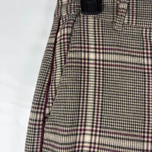 Abercrombie & Fitch Simone High Rise Ankle Flare Plaid Pants Tan Burgundy Size S thumbnail 11