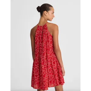 Madewell Drop Waist Mini Dress Polka Dot Trapeze Relaxed Festival Red Medium NWT thumbnail 4