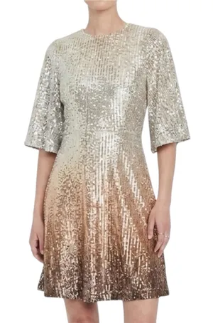 Old Navy Silver to Bronze Warm Ombre Sequin Mini Dress Size Large thumbnail 1