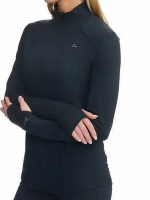 Paradox Women's Black Merino Blend Top Size Medium Long Sleeve With Thumbholes thumbnail 2