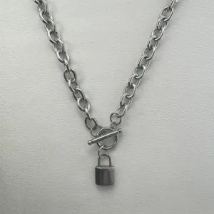 Lock Pendant Necklace for Men Women Streetwear Punk Hip Hop Unisex Style thumbnail 2