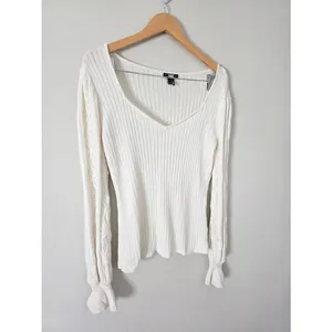 Paige Europa Sweater Size XL Ivory Silk‎ Blend Pullover Knit Bishop Sleeves thumbnail 6