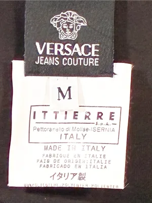 Vintage Versace Jeans Couture Women Black Short Sleeve Blue Rhinestone Medium thumbnail 3