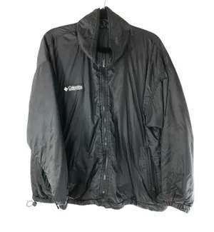 Columbia Womens Windbreaker Jacket Cinch Waist Packable Zip Pockets Black XL thumbnail 1
