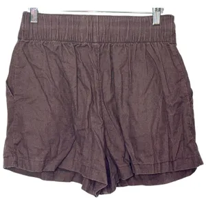 Abercrombie & Fitch Brown Linen Pleated High Rise High Waisted Shorts Size Small thumbnail 2