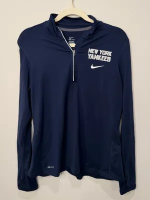 Nike New York Yankees Dri-FIT Navy Quarter Zip Pullover Womens Large MLB Top thumbnail 1
