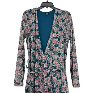 AFRM‎ Floral Print Maxi Dress Long Sleeve Wrap Medium Boho Sheer Wedding Guest thumbnail 2