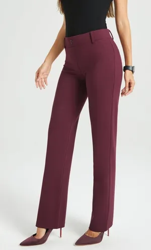 NEW Betabrand Classic DPYP™ Dress Pant Yoga Pant | Straight (Burgundy) thumbnail 1