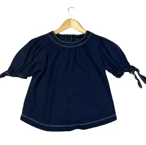 Anthropologie Rialto Navy Blue Tie Sleeve‎ Shirt thumbnail 4