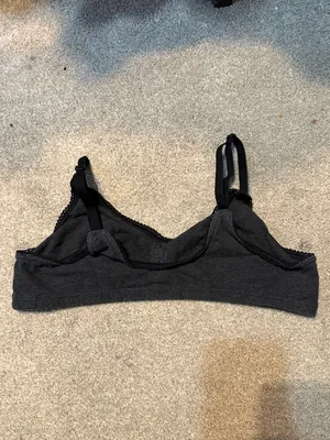 Aerie Charcoal Grey Front Button Detail Cotton Bralette Size L thumbnail 2