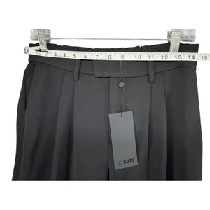 Cuts Clothing Essential Pant S Short Black Pleated Wide Leg Business Trouser NEW thumbnail 6