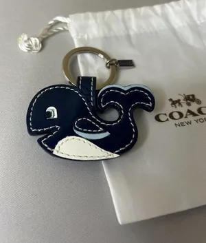 Coach Navy Patent Leather Whale Key Fob thumbnail 1