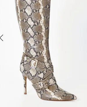 🆕 Snake Print Wide Calf Stiletto Boots thumbnail 4