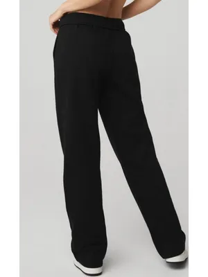 Alo Accolade Straight Leg Sweatpant Black Fleece Sweats Lounge Traveling Joggers thumbnail 2