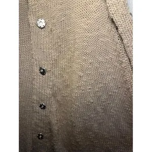 BCBGMAXAZRIA Runway Tan Knit Oversized Long Cardigan Crystal Button‎ Sweater XXS thumbnail 4