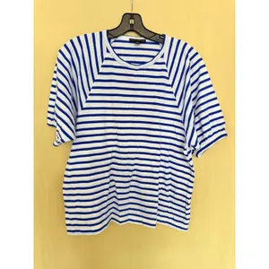J.Crew T-Shirt Womens S Blue Striped‎ AW139 Puff Raglan Sleeve Cotton Top thumbnail 2