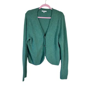 Madewell Green Cotton Wool Blend Cardigan Sweater Womens L Preppy Casual Fall thumbnail 2