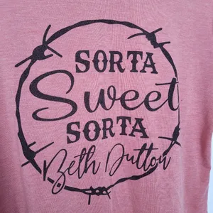 Sorta Sweet Sorta Beth Dutton T-Shirt Yellowstone Pink Women's Small Graphic thumbnail 3