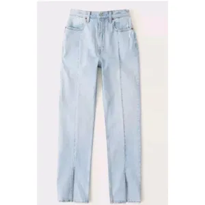 Abercrombie & Fitch 90’s Straight‎ Jeans Size 32/14 Ultra HR Vent Hem Light Wash thumbnail 4