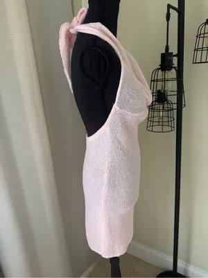 MORE TO COME Pink Halter Knit Mini Dress Open Back Keyhole Bodycon Size M thumbnail 5