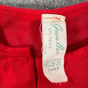 Green Bros. Vintage Robe Sleep Nightgown Size 6 Red Nylon Sheer Lace Trim Button thumbnail 2
