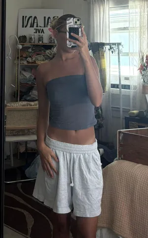 Blue Grey Mesh Strapless Top thumbnail 1