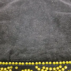 Vintage Retro Womens Bag Black Gold Beaded Studded Corduroy Purse Hong Kong thumbnail 10