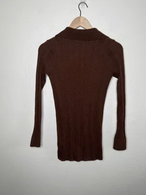 Anthropologie Daily Practice Brown Ribbed Knit Flare 2 piece Set XS/S thumbnail 11
