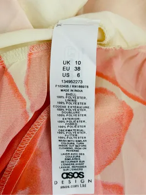 NWT ASOS Chiffon Bold Floral Romantic Ruffle Midi Dress White and Peachy Pink 6 thumbnail 9