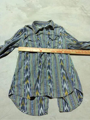 Ryan Michael Striped western Button-Up Shirt in Blue & Yellow medium thumbnail 4