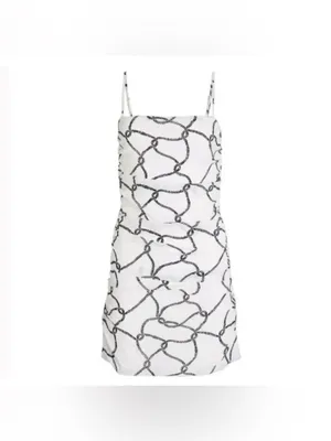 NWOT WeWoreWhat Ronnie White Mini Dress with Black Rope Print thumbnail 3