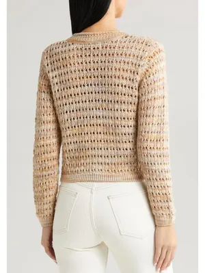 Marled Open Stitch Cardigan All in Favor Beige Tan Size Small thumbnail 2