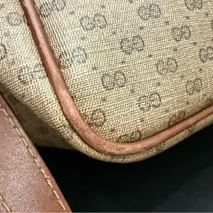 Vintage GUCCI Micro GG Supreme PVC Canvas Brown Leather Trim Shoulder Bag thumbnail 14